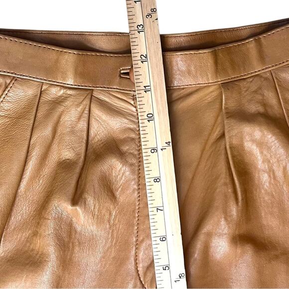 Vintage 80’s Leather Pleated Trousers Womens 8 Tan Betty Hanson Tapered Hi Rise - Picture 9 of 11